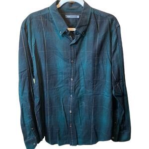Vince Muted Green Blue Cotton Lightweight Casual Flannel Sport Shirt Mens Sz XL